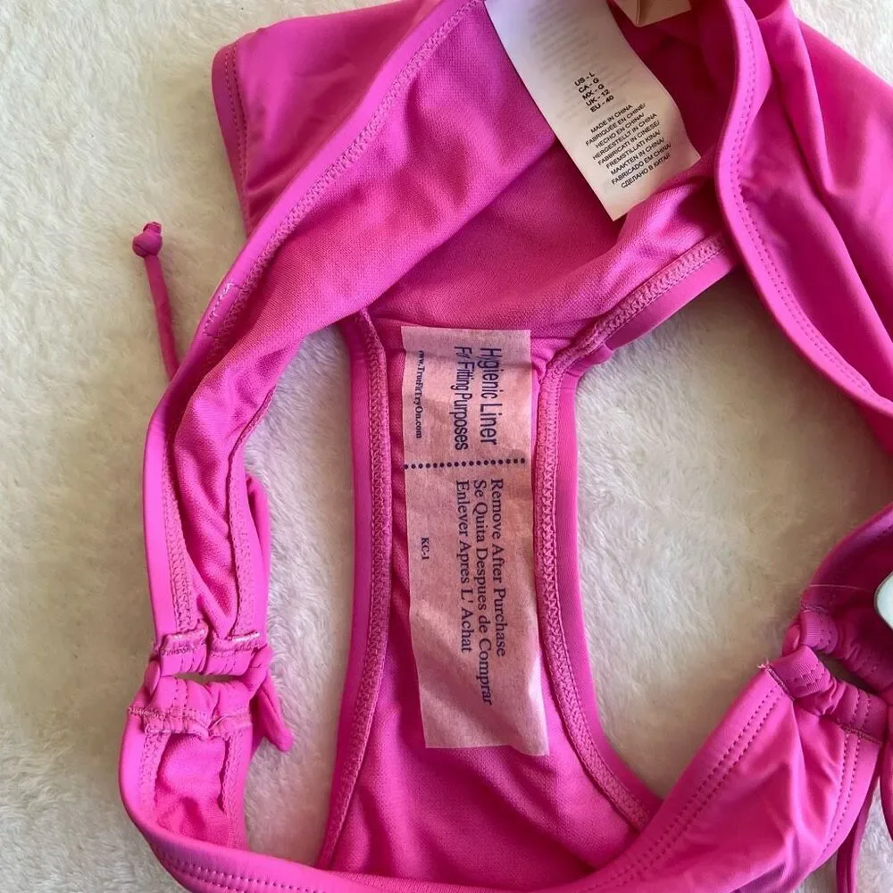 Hobie Pink Bikini Bottoms Side Ties Large NEW - Picture 5 of 7